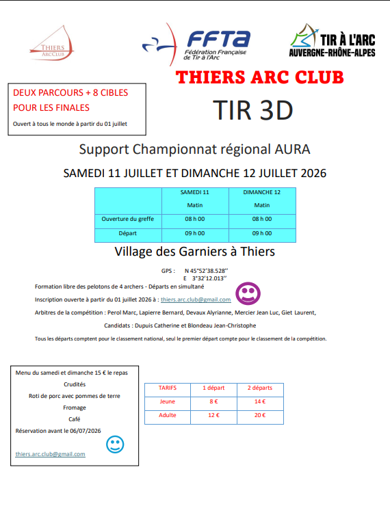 Affiche du concours de tir 3d hors championnat