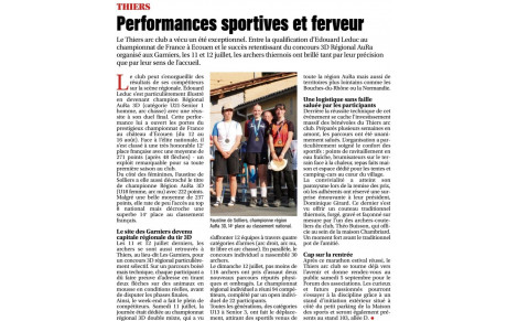 article de la montagne sur les résultats du thiers arc club